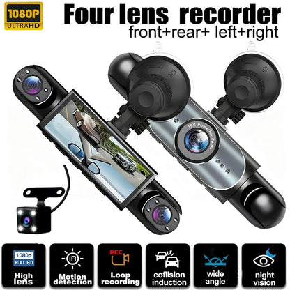 4-Channel 1080P Dash Cam – Full Car Protection with Night Vision & 24/7 Recording 🚗